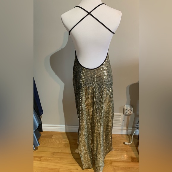 Gold sequin backless maxi dress formal - Picture 4 of 7